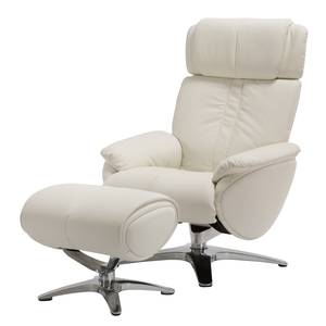 Fauteuil de relaxation Kampen Cuir véritable - Blanc - Avec repose-pieds