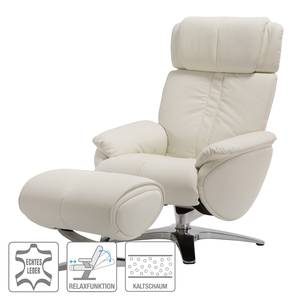 Fauteuil de relaxation Kampen Cuir véritable - Blanc - Avec repose-pieds