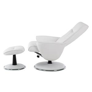 Relaxfauteuil Kenzo (met hocker) kunstleer wit