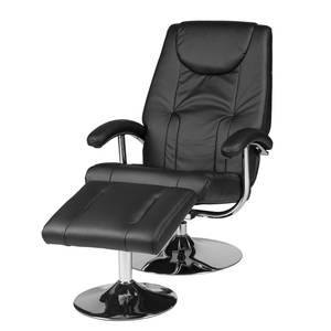 Relaxfauteuil Korfu met hocker kunstleer - Zwart