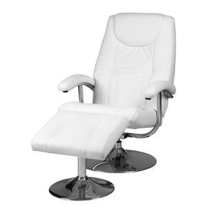 Fauteuil de relaxation Korfu Avec repose-pieds Imitation cuir - Blanc