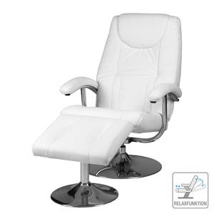 Fauteuil de relaxation Korfu Avec repose-pieds Imitation cuir - Blanc