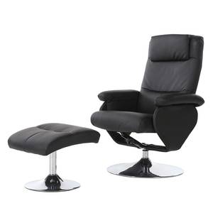 Fauteuil de relaxation Lauro (avec repos Avec repose-pieds - Imitation cuir - Noir