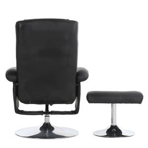 Relaxfauteuil Lauro (met hocker) kunstleer - zwart