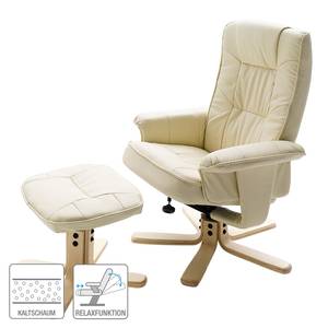 Relaxfauteuil Miltach (met hocker) kunstleer - Crème