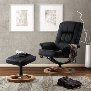 Fauteuil de relaxation Montreal Avec repose-pieds - Imitation cuir - Noir