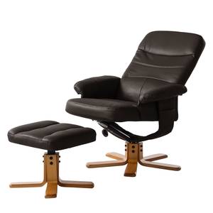 Fauteuil de relaxation Mou Avec repose-pieds - Cuir véritable - Marron