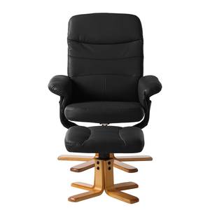 Fauteuil de relaxation Mou Avec repose-pieds - Cuir véritable - Noir