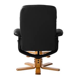 Relaxfauteuil Mou (met hocker) echt leer Zwart