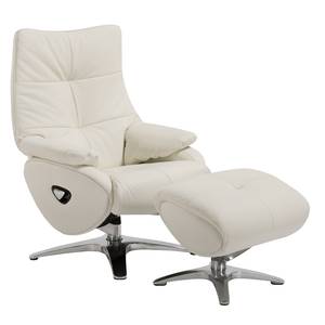 Fauteuil de relaxation Nordmark Cuir véritable - Blanc - Avec repose-pieds