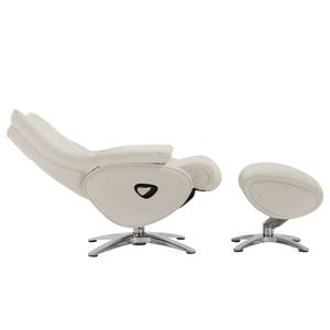 Fauteuil de relaxation Nordmark Cuir véritable - Blanc - Avec repose-pieds