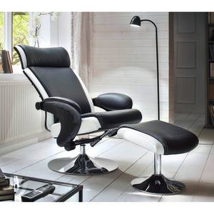 Fauteuil de relaxation Orford Imitation cuir - Noir / Blanc