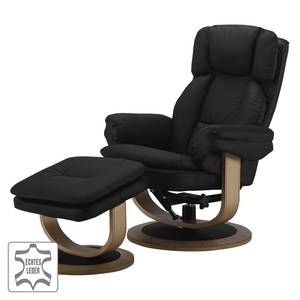 Relaxfauteuil Protem (met hocker) echt leer - bruin