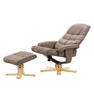 Relaxfauteuil Sund (met hocker) microvezel - warm beige - Warm beige