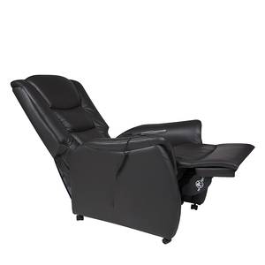 Fauteuil TV Sylt Avec moteur et disposiif pour se lever - Cuir synthétique noir - Imitation érable / Orange