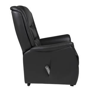 Tv-fauteuil Sylt zwart echt leer - Esdoornhouten look/oranje