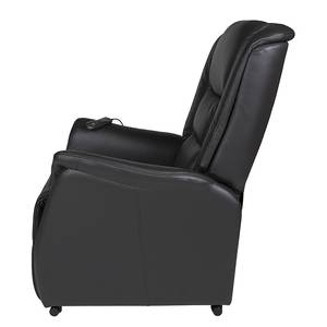 Fauteuil TV Sylt Avec moteur et disposiif pour se lever - Cuir synthétique noir - Imitation érable / Orange