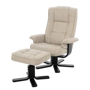 Relaxfauteuil Wenzo (met hocker) geweven stof - Aardekleurig