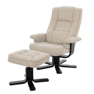 Relaxfauteuil Wenzo (met hocker) geweven stof - Aardekleurig