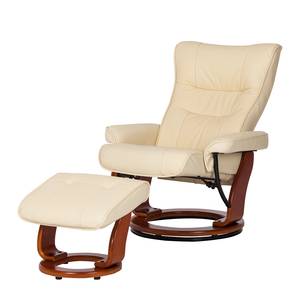 Fauteuil relax + repose-pieds Westerwald Cuir véritable / Imitation cuir - Crème