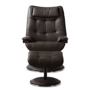 Fauteuil de relaxation Greenville Avec repose-pieds - Cuir véritable - Marron