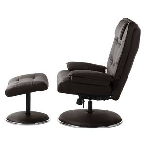 Fauteuil de relaxation Greenville Avec repose-pieds - Cuir véritable - Marron