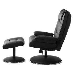 Fauteuil de relaxation Greenville Avec repose-pieds - Cuir véritable - Noir