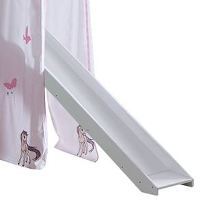 Lit ludique surélevé Kim Hêtre massif - Blanc - Ensemble de tissus avec motif de princesse