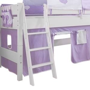 Halbhohes Bett Kim Buche massiv/Weiß Textilset Purple/Weiß