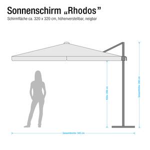 Rhodos 3x3m Sonnenschirm Aluminium/Polyester - Anthrazit/Gelb