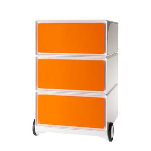 Cassettiera con ruote easyBox I Bianco / Arancione