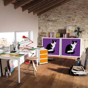 Rollladenschrank easyOffice Pop Art Cat Weiß / Lila