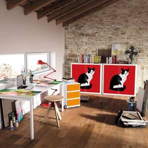 Rollladenschrank easyOffice Pop Art Cat Weiß / Rot
