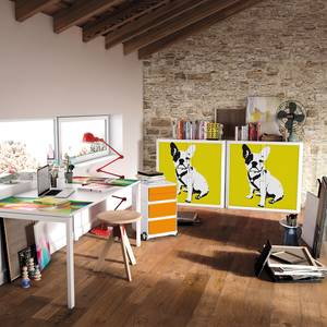 Rollladenschrank easyOffice Pop Art Dog Weiß / Gelb