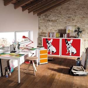 Rollladenschrank easyOffice Pop Art Dog Weiß / Rot