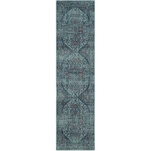 Tapis de couloir Ambrosine Tissu mélangé - Bleu clair - 66 x 243 cm