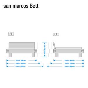 Bett San Marcos Massiv Akazie - 140 x 200cm