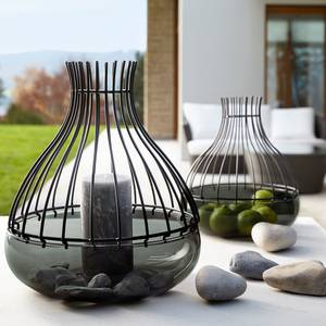 Lantaarn Giardino (met opzetstuk) glas/metaal – zwart - Hoogte: 35 cm