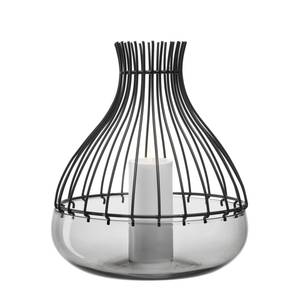 Lantaarn Giardino (met opzetstuk) glas/metaal – zwart - Hoogte: 35 cm