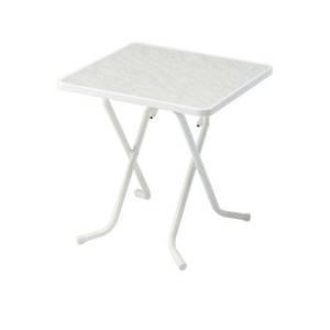 Table pliante Primo Carré - Tube en acier / Matériau synthétique blanc