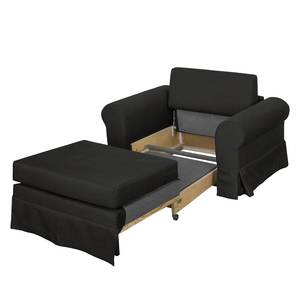 Fauteuil-lit LATINA Country avec housse Tissu - Tissu Doran : Noir - Largeur : 125 cm