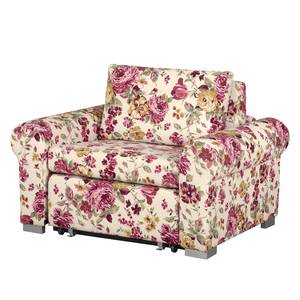 Fauteuil-lit LATINA Basic Country Matière tissée - Motif floral beige - Tissu Orgesa: Beige/Rose vif - Largeur : 125 cm