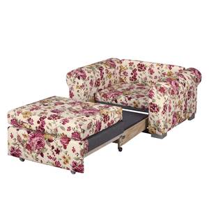 Fauteuil-lit LATINA Basic Country Matière tissée - Motif floral beige - Tissu Orgesa: Beige/Rose vif