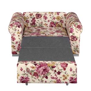 Slaapfauteuil LATINA Basic Country vlakweefsel - beige gebloemd - Geweven stof Orgesa: Beige/Pink - Breedte: 125 cm