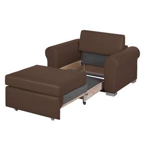 Fauteuil convertible Latina II Imitation cuir - Marron