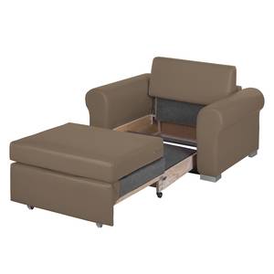 Fauteuil convertible Latina II Imitation cuir - Taupe