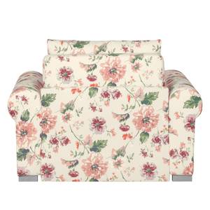 Fauteuil-lit LATINA Basic Country Matière tissée - Motif floral - Tissu Gracia: Crème / Rouge