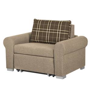 Fauteuil-lit LATINA Basic Country Tissu - Tissu Mueni /  Tissu Logan: Beige / carreaux Marron - Largeur : 125 cm