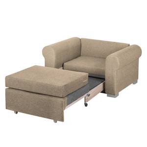 Fauteuil-lit LATINA Basic Country Tissu - Tissu Mueni /  Tissu Logan: Beige / carreaux Marron - Largeur : 125 cm