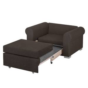 Slaapfauteuil LATINA Basic Country geweven stof - Geweven stof Mueni / Geweven stof Logan: Bruin / Bruin-Wit geruit